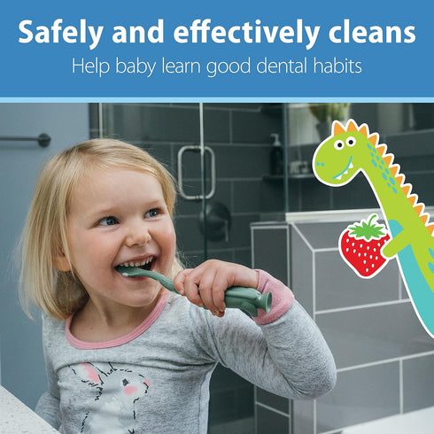 Set, Dr. Brown's ToothScrubber Toddler Toothbrush Monster with Strawberry Flavor Toothpaste