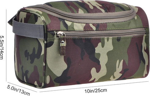 Vercord Mens Toiletry Bag, Small Wash Travel Shaving Dop Kit, Camo Dark Green Bathroom Hygiene Bag