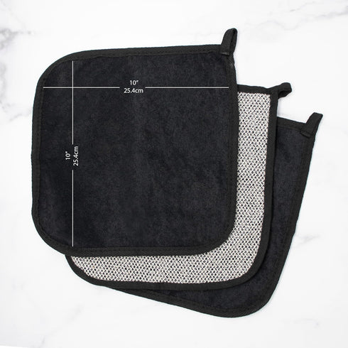 Terry Wash Cloths for Face and Body, Dual-Sided Cleansing and Exfoliating Washcloths, Black, 3 Count