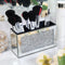 SHYFOY Mirrored Makeup Brush Holder Organizer, 3 Slot Glass Cosmetics Brushes Storage Holders with Crystal Crushed