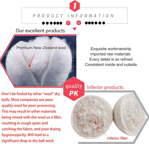 Organic XL Wool Dryer Balls, 6-Pack, Reusable Natural Fabric Softener, Reduces Wrinkles