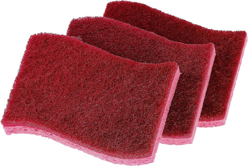 Superio Non-Scratch Cellulose Sponge Kitchen Scrub Sponges with Scouring Pad Set, Good for Non-Stick Cookware Frying Pan, Pot, Counter Top, Sink Scrubbing, Kitchen Scrubbers, Pack of 3, RedPink by Superio