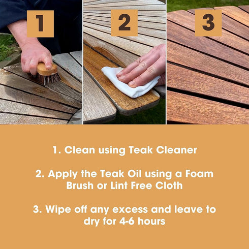 Furniture Clinic Teak Oil | 17oz/500ml | Protects & Cleans Indoor & Outdoor Furniture, Boats | Natural Matte Finish |