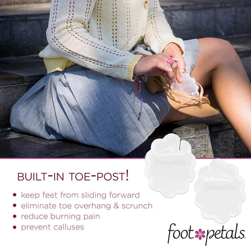 Foot Petals Ball of Foot Cushions, Long Lasting Pain Relief, Women's High Heel Insert 1 Pair, Gel with Toe Post