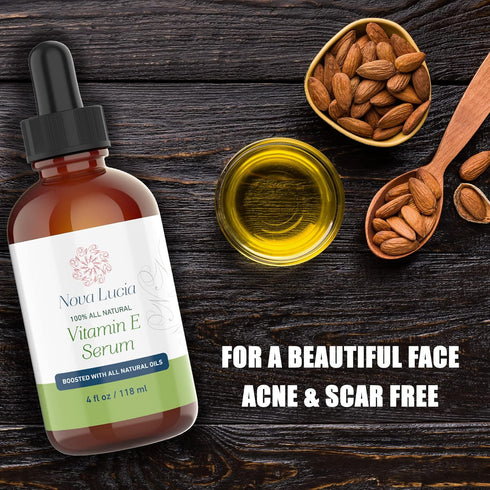Organic Vitamin E Oil for Skin, Face, Hair Growth, Acne Scar Treatment, 4 oz