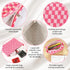 2-Pack Makeup Bag for Women, Large Checkered Knitted Cosmetic Bags & Small Pouch, Travel Toiletry Bag (Pink)