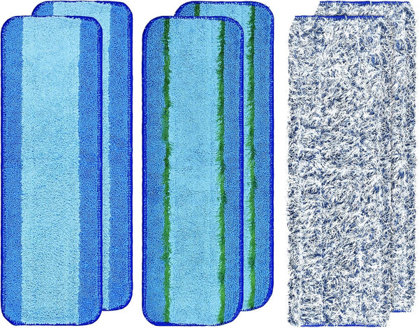 6 Pack Microfiber Cleaning Replacement Pad for Bona Mop, Washable Reusable for Hardwood Floor, 2 Deep Cleaning + 2