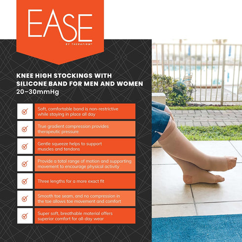 Moderate Compression Knee Highs - Ease Opaque Silicone Support Band