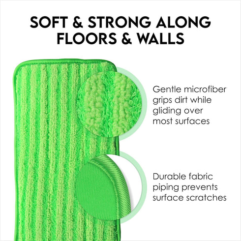 Reusable Floor Mop Pads, Swiffer Wet Jet Compatible Refills, 2 Pack, 12-inch Microfiber, Eco-Friendly