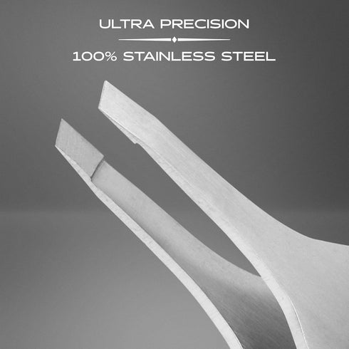 Wide Grip Slant Tweezers | Professional Tweezers for Eyebrows & Nose/Ear/Facial Hair - Hand-Filed Slanted Tips, Silver