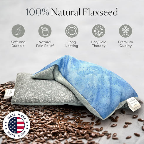 SacksyThyme Microwave Heating Pad for Cramps, Back, Neck, Shoulders, Leg Pain, Unscented Flaxseed