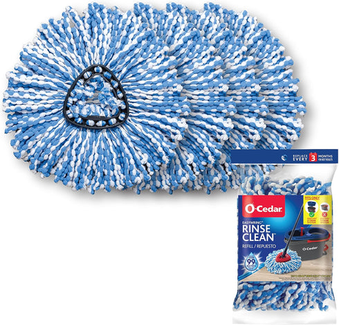 O-Cedar EasyWring RinseClean Refill, 4-Pack, Blue, 4 Count for Easy Cleaning