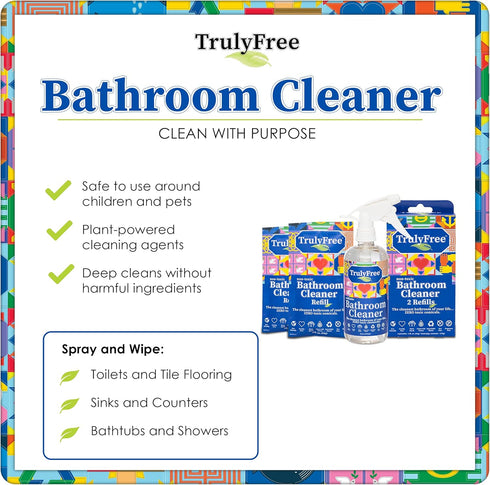 2-Pack TrulyFree Bathroom Cleaner, Cleaning Spray for Toilet, Sink, Tub, Shower, Includes 16-oz Spray Bottle