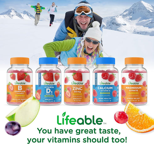 Lifeable Vitamin C - Natural Flavor Gummy Supplement, 90 Gummies (1050 mg) for Immune Support