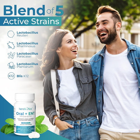 Oral Probiotics for Better Breath, Gingivitis, Strep Throat, Tonsil Stones - 6 Bn CFU Chewable Tablets with