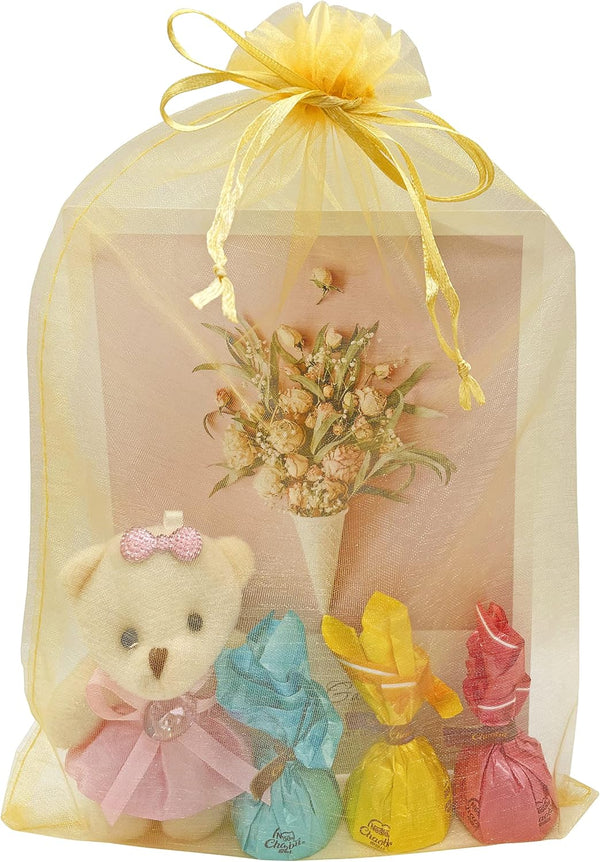 50pcs Large Organza Bags, 8X12 Inch Gold Sheer Mesh Drawstring Gift Pouches for Christmas Wedding Party Favors