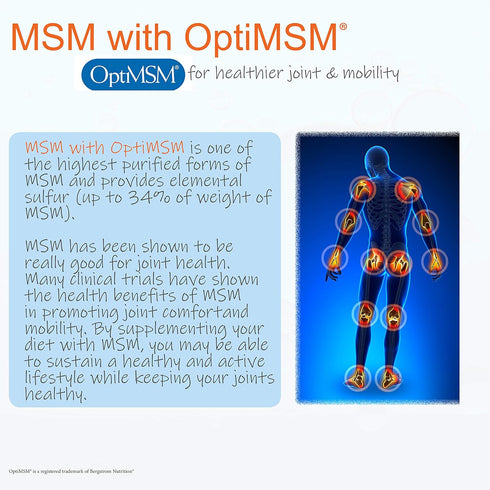 Doctor's Best MSM with OptiMSM, Joint Support, 1000 mg, 180 Veggie Caps, Non-GMO, Gluten Free