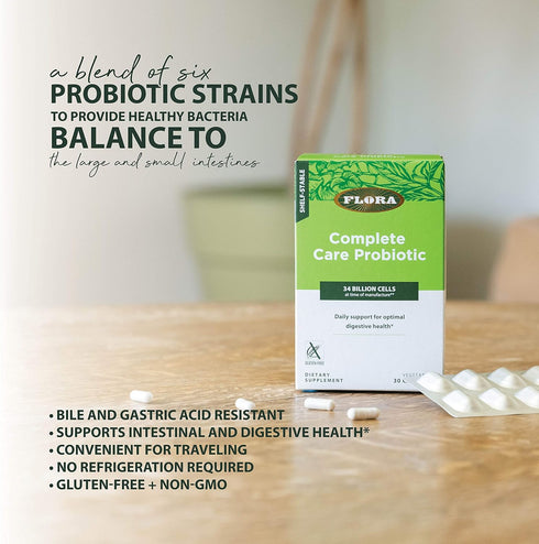 FLORA Complete Care Probiotic, Shelf-Stable, 34 Billion CFU, 30 Count