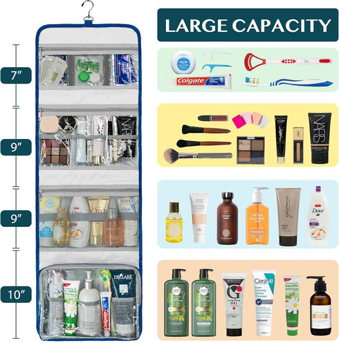 PAVILIA Extra Large Capacity Travel Hanging Toiletry Bag for Women and Men, Waterproof Cosmetic Storage Organizer Case