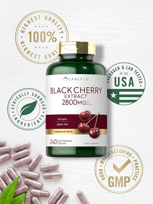 Carlyle Black Cherry Extract Concentrate, 2800 mg, 240 Capsules, Non-GMO, Gluten Free Supplement