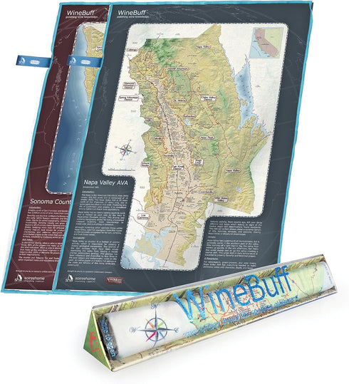 WineBuff, Microfiber Polishing Towel for Wine Crystal Glasses, Map of Napa Valley