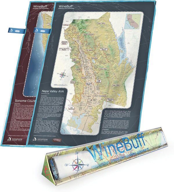 WineBuff, Microfiber Polishing Towel for Wine Crystal Glasses, Map of Napa Valley