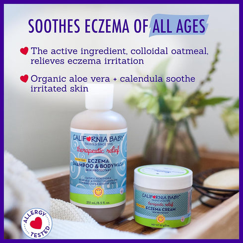 California Baby Eczema Cream, Steroid-Free Treatment, Colloidal Oatmeal + Aloe Vera, Soothing Lotion for Kids & Adults