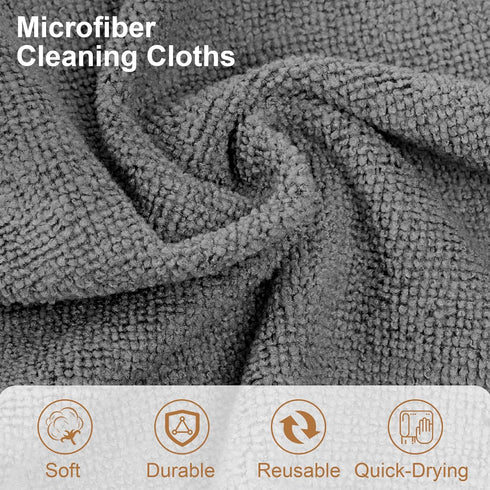 80 Pack Microfiber Cleaning Cloth, 11.5"x11.5", Lint Free, Absorbent Cleaning Rags for Kitchen, Car, Glass (Grey) -