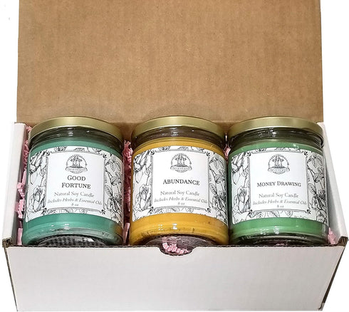 Set Money Candle Spell | Abundance, Prosperity, Success & Wealth Rituals | Handmade with Herbs & Essential Oils |