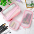 Weewooday 4 Pcs Mesh Makeup Bag, Mini Portable Travel Toiletry Pouch for Daily Accessories (Pink)