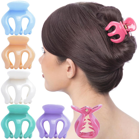 RC ROCHE ORNAMENT 6 Pcs Womens Pumpkin Hair Claw Clips, Secure No Slip Grip, Medium Pastel Multicolor