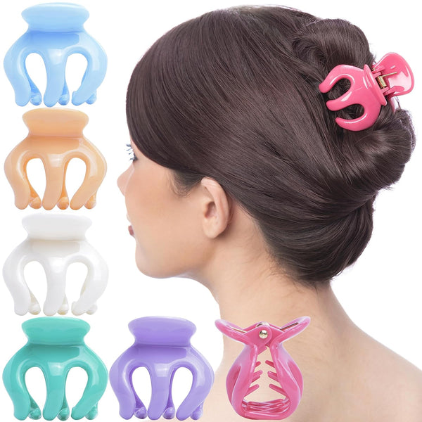RC ROCHE ORNAMENT 6 Pcs Womens Pumpkin Hair Claw Clips, Secure No Slip Grip, Medium Pastel Multicolor