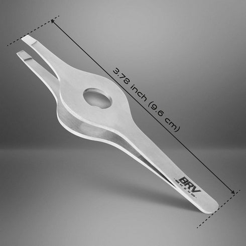 Wide Grip Slant Tweezers | Professional Tweezers for Eyebrows & Nose/Ear/Facial Hair - Hand-Filed Slanted Tips, Silver