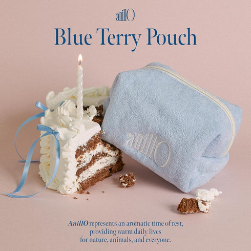 Blue Terry Pouch, Soft Lightweight Travel Pouch, Toiletry Bag for Skincare, Makeup, and Personal Care