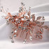 YERTTER Vintage Rhinestones Bride Wedding Hair Accessories - Rose Gold Crystal Floral Leaves Bridal Hair Comb