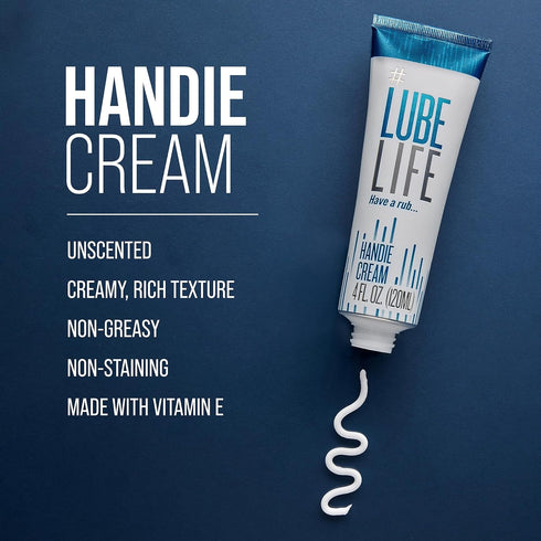 Lube Life Handie Cream, Water-Based Lube for Men and Couples, Made with Natural Ingredients, 4 Fl Oz