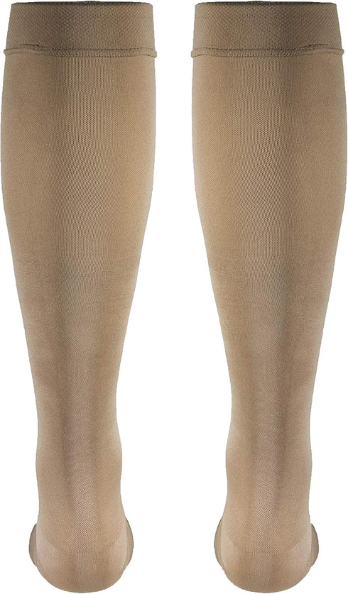 Truform Women's Compression Stockings - 20-30 mmHg, Knee High Length, Open Toe, Opaque, Beige, Large