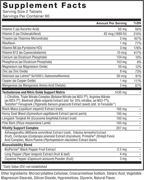 FORCE FACTOR Test X180 Alpha v2 T-Support for Men, 120 Tablets, T-Supplement for Strength, Nitric Oxide, Daily
