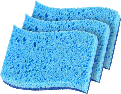 Superio Non-Scratch Cellulose Sponge Scrub, 12-Pack Heavy Duty Kitchen Sponges with Scouring Pad