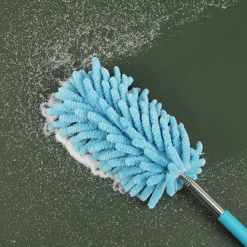 Microfiber Duster for Cleaning, Dusters with Telescoping Extension Pole, Extendable Washable Mini Dusters for Cleaning Supplies Car, Window, Furniture, Office (Blue and Grey) by TIMIVO