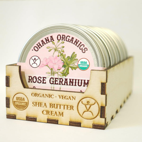 Organic Vegan Shea Butter Cream - Rose Geranium, 2 oz