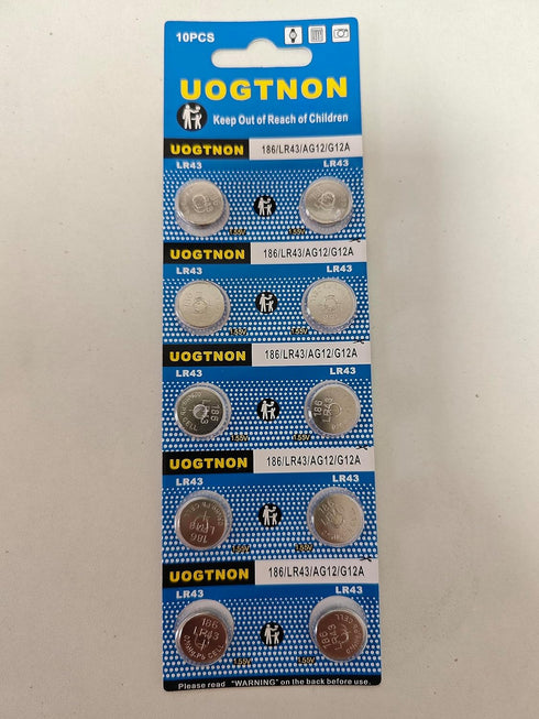 UOGTNON LR43 1.5V Alkaline Button Coin Cell Battery - Pack of 10
