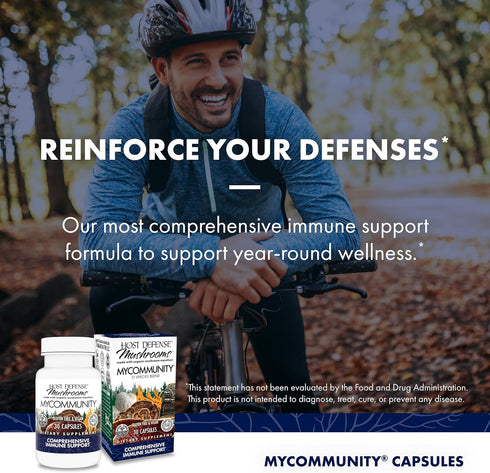Host Defense MyCommunity Capsules, 30 Capsules for Immune Support with 17 Species Blend