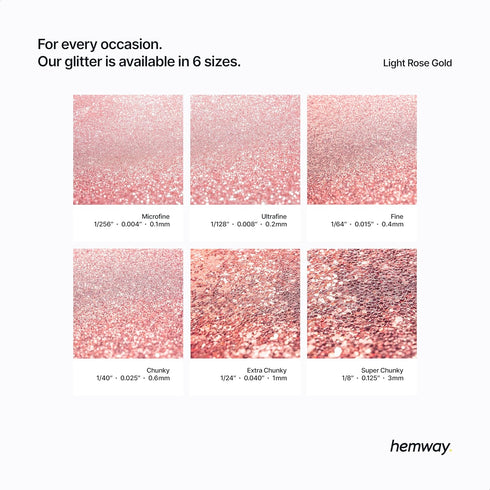 Hemway Premium Ultra Sparkle Glitter, Light Rose Gold Metallic Flake for Arts Crafts Nails Cosmetics, 100g / 3.5oz