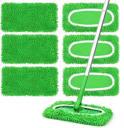 ZMZPA 6Pcs Reusable Microfiber Mop Pads Compatible with Sweeper Mop, Replacement Wet Mopping