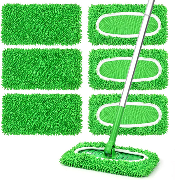 ZMZPA 6Pcs Reusable Microfiber Mop Pads Compatible with Sweeper Mop, Replacement Wet Mopping