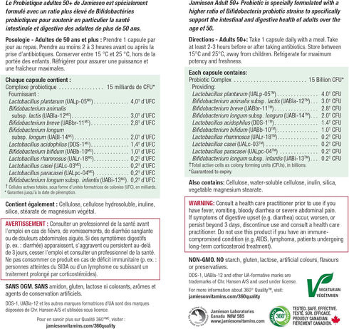 Jamieson Adult 50+ Probiotic Complex, 15 Billion, 30 Vegi Caps