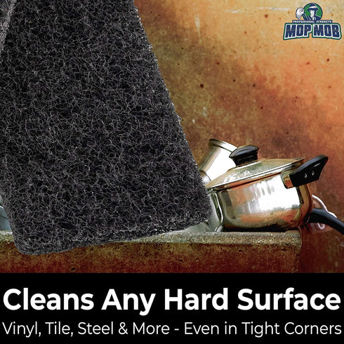 Heavy Duty XL Black Scouring Pad 5 Pack, 10 x 4.5in Large Nylon Scrubbing Sponges for Cleaning