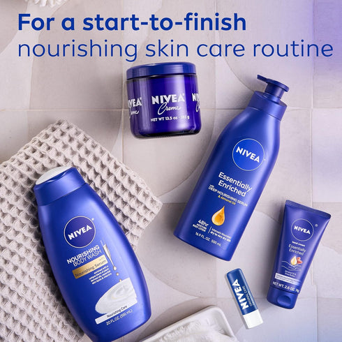 NIVEA Essentially Enriched Body Lotion 16.9 Fl Oz Pump Bottle for Dry Skin, 48-Hour Moisturizing with Deep Nourishing
