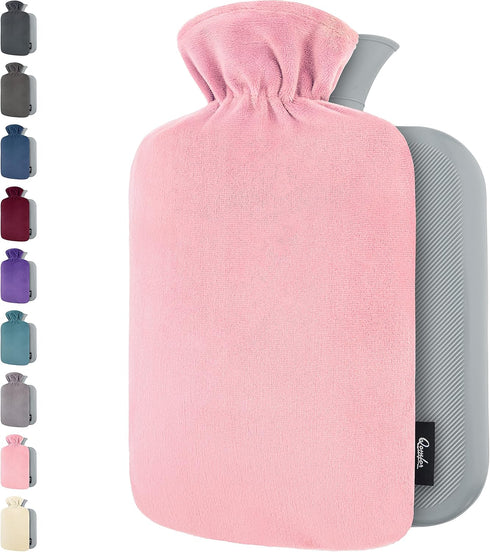 Qomfor Hot Water Bottle with Soft Fleece Cover - 1.8L Large - Premium